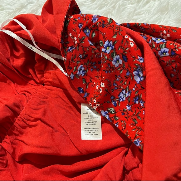 NWT LULUS Blooming Bliss Red Floral Print Tie-Strap Jumpsuit - Picture 5 of 10